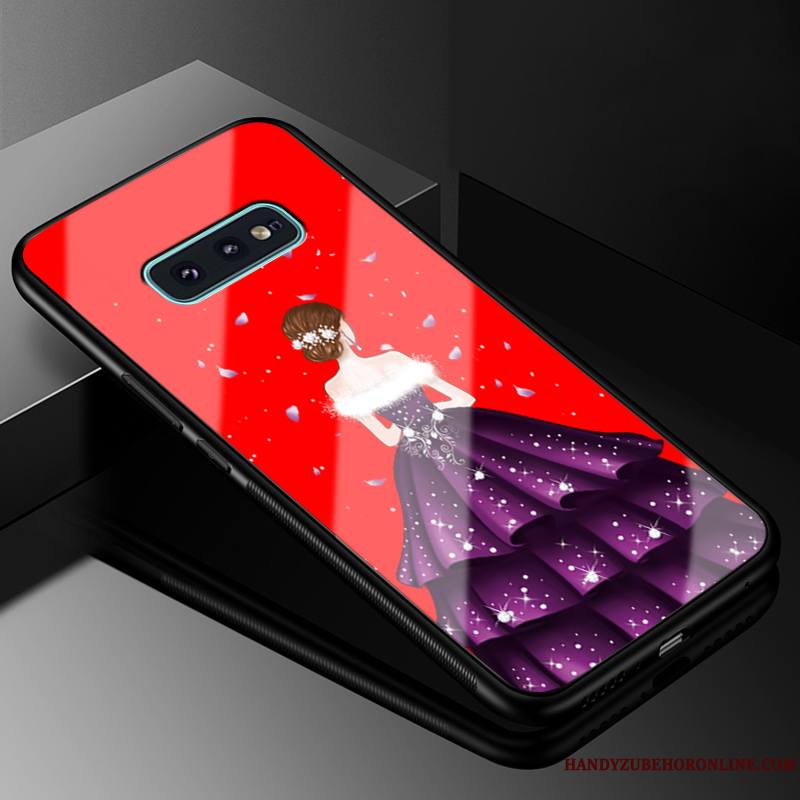 Samsung Galaxy S10e Coque Yarn Tout Compris Mode Rouge Étui Étoile Difficile