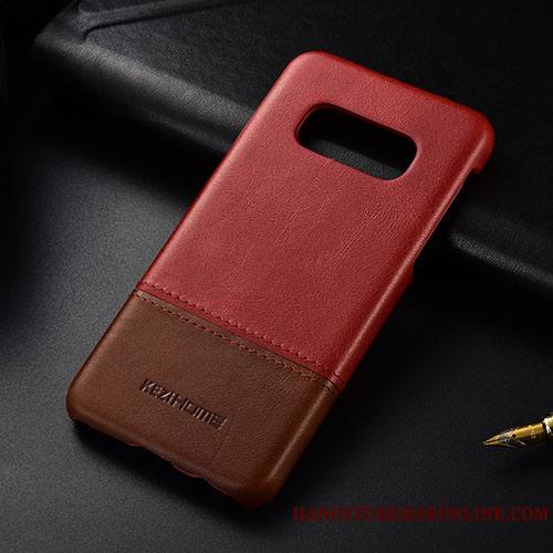 Samsung Galaxy S10e Coque Étui Étoile Cuir Véritable Très Mince De Téléphone Rouge
