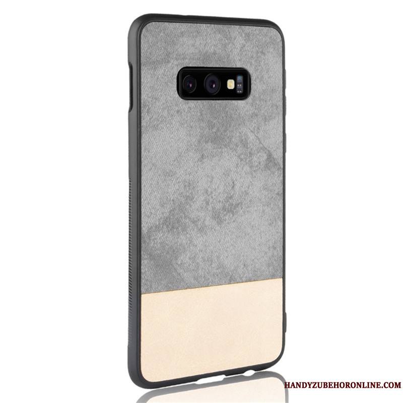 Samsung Galaxy S10e Tout Compris Couture Couleurs Fluide Doux Coque De Téléphone Gris Denim Étui