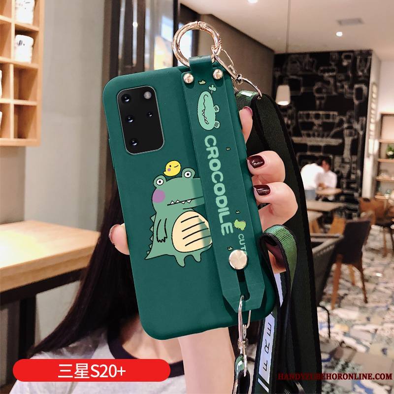 Samsung Galaxy S20+ Coque Fluide Doux Amoureux Silicone Crocodile Dessin Animé Incassable Vert