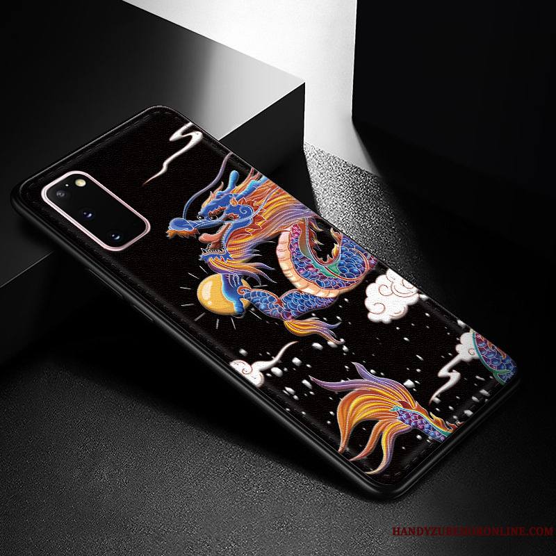 Samsung Galaxy S20 Coque Incassable Cuir Modèle Fleurie Étui Tendance Étoile Vintage