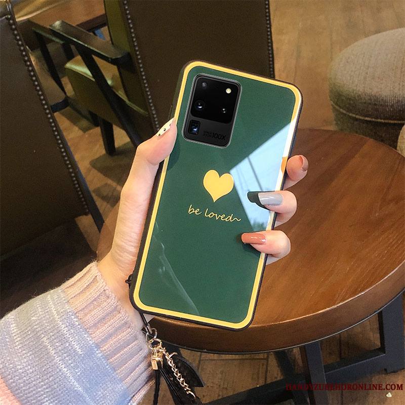 Samsung Galaxy S20 Ultra Coque Vert Mode Étoile Créatif Incassable Verre Amour