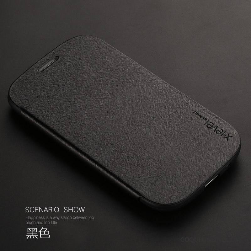 Samsung Galaxy S3 Coque Étui En Cuir Foncé Protection Clamshell Noir Tout Compris Téléphone Portable