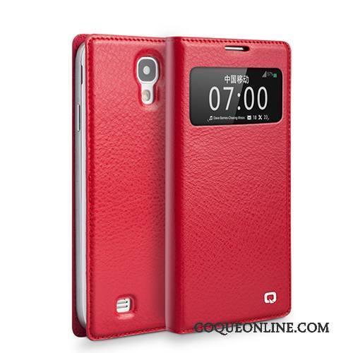 Samsung Galaxy S4 Étoile Téléphone Portable Rouge Étui En Cuir Ouvrir La Fenêtre Cuir Véritable Coque De Téléphone