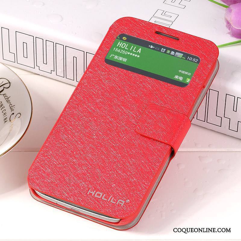 Samsung Galaxy S4 Étui En Cuir Clair Protection Coque De Téléphone Étoile Housse Rouge
