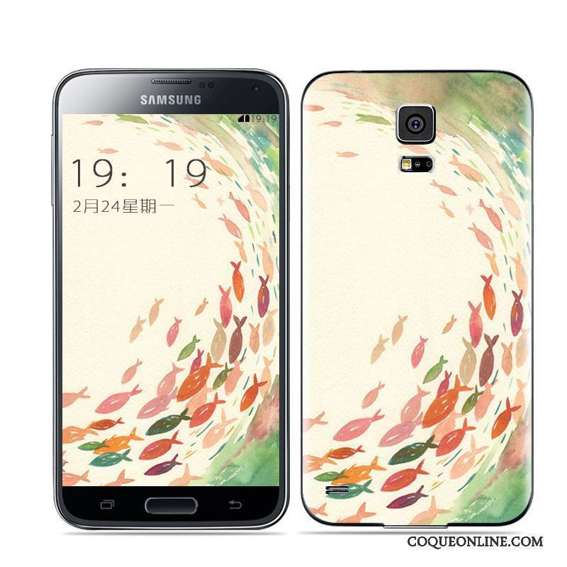 Samsung Galaxy S5 Noir Étoile Multicolore Coque Téléphone Portable Blanc Couvercle Arrière