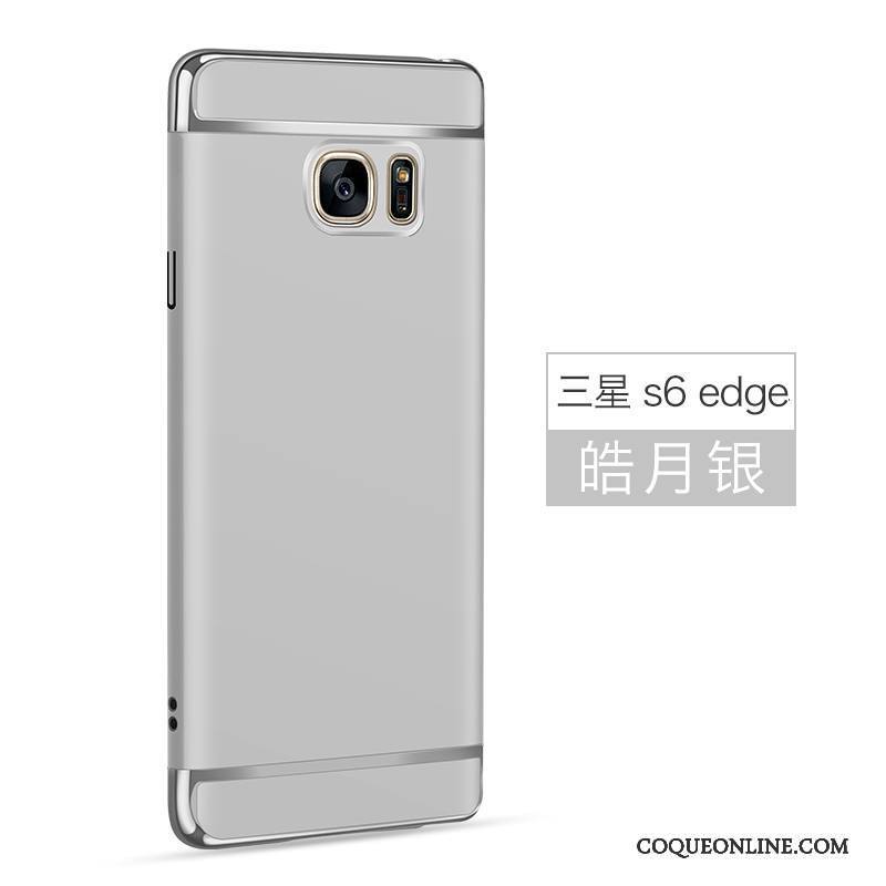 Samsung Galaxy S6 Edge Coque De Téléphone Délavé En Daim Étui Difficile Argent Protection Étoile