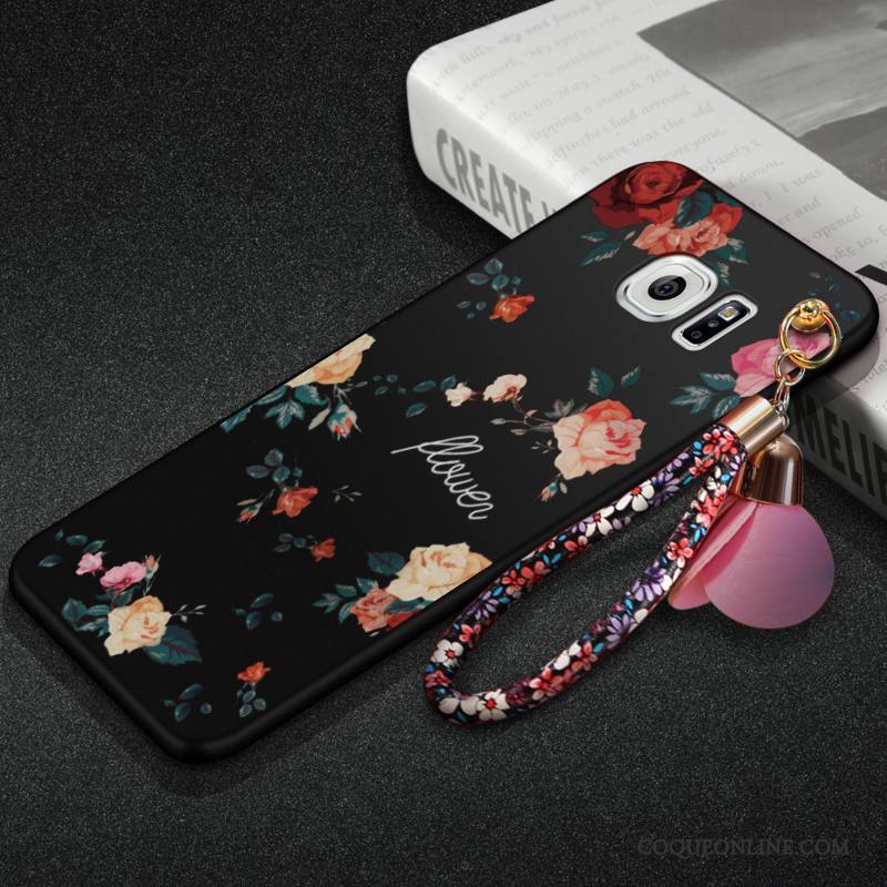 Samsung Galaxy S6 Edge + Coque De Téléphone Floral Ornements Suspendus Étui Silicone Étoile Noir