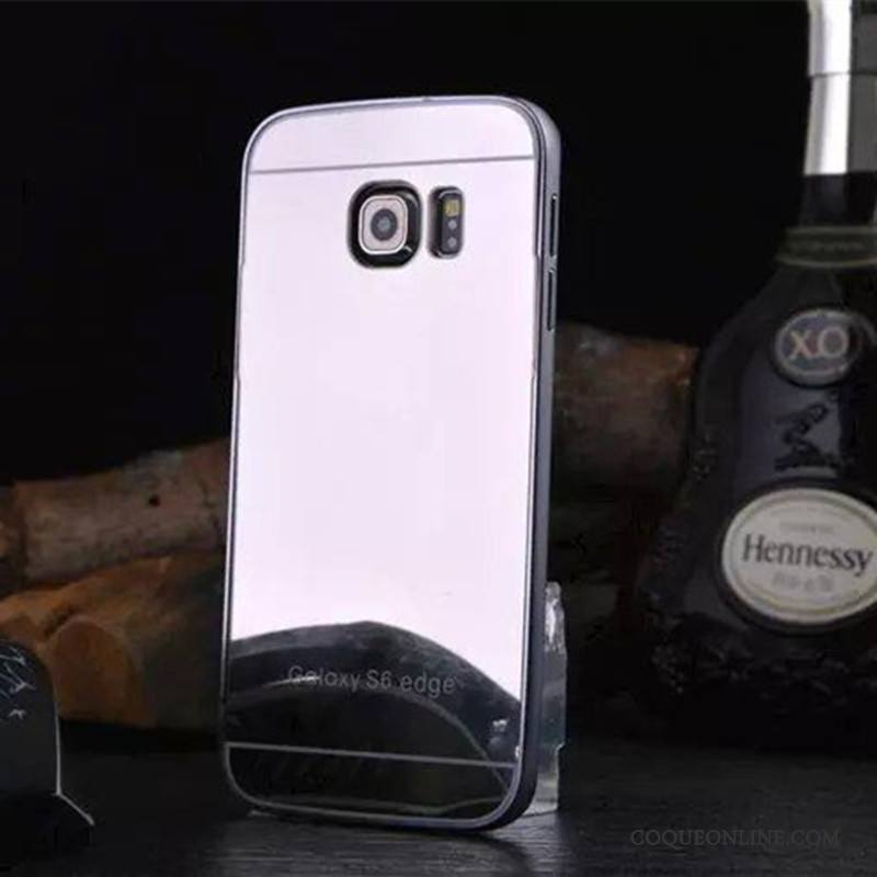 Samsung Galaxy S6 Edge Coque De Téléphone Étoile Tout Compris Métal Border Miroir Argent