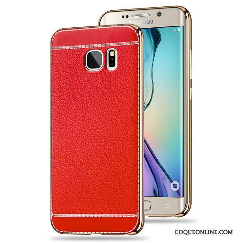 Samsung Galaxy S6 Edge Coque Placage Fluide Doux Modèle Fleurie Incassable Silicone Rouge Tout Compris