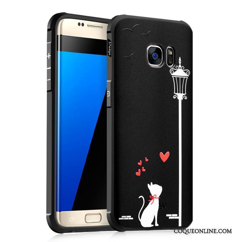 Samsung Galaxy S6 Edge Coque Étoile Silicone Noir Fluide Doux Étui Incassable Protection