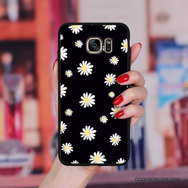 Samsung Galaxy S6 Edge + Noir Étoile Art Silicone Fleurs Coque De Téléphone Fluide Doux