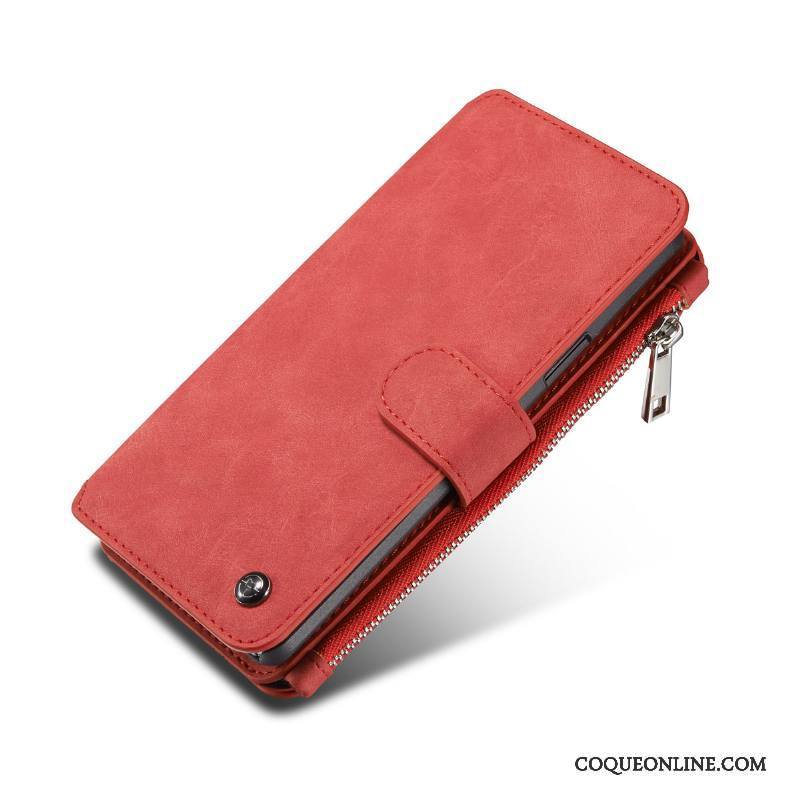 Samsung Galaxy S6 Edge + Portefeuille Carte Incassable Étoile Coque De Téléphone Housse Vin Rouge