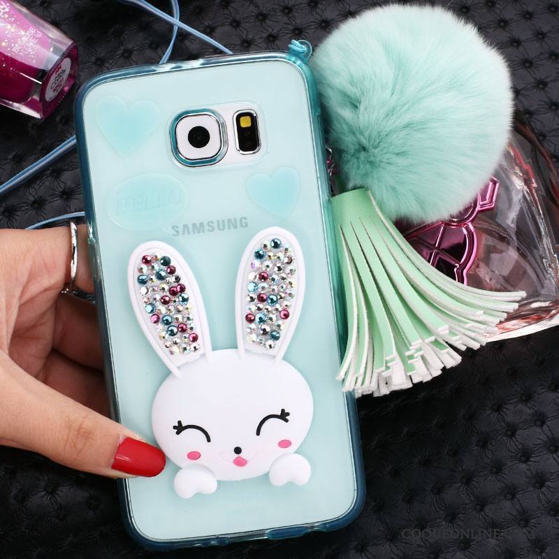 Samsung Galaxy S6 Edge Strass Étoile Coque Dessin Animé Ornements Suspendus Vert De Téléphone