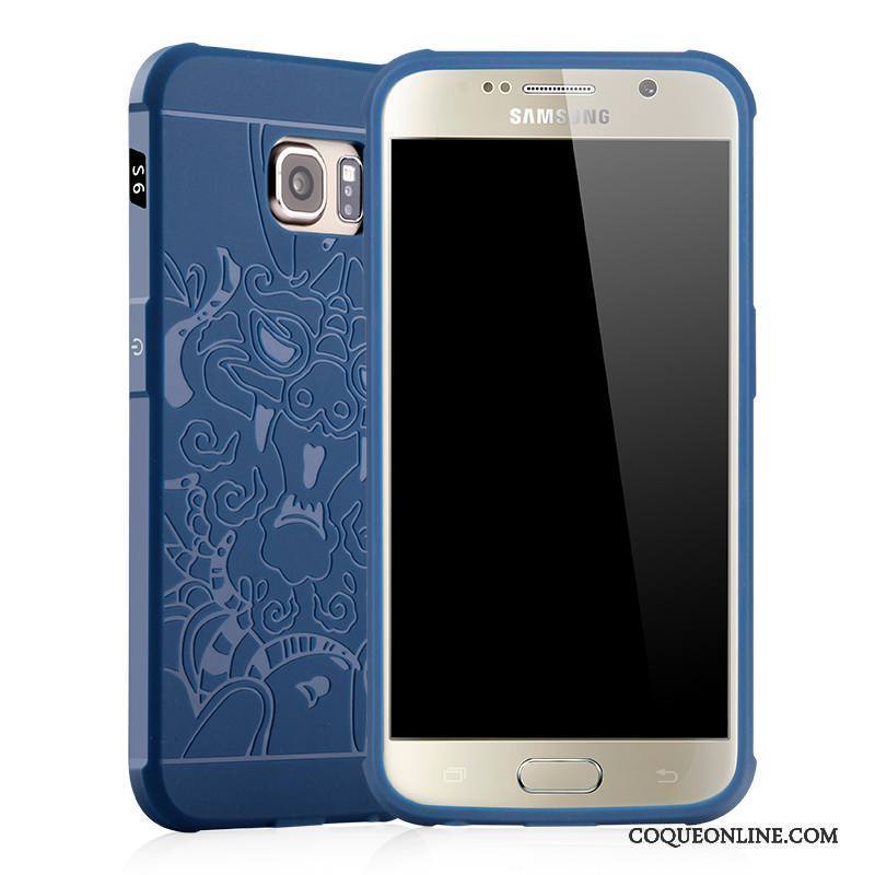 Samsung Galaxy S6 Edge Tendance Coque Étui Bleu De Téléphone Fluide Doux Étoile