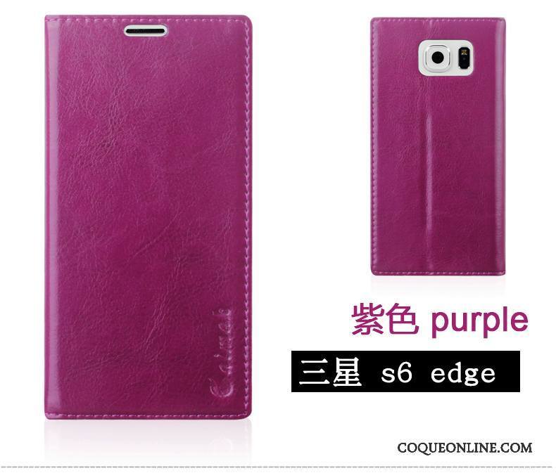 Samsung Galaxy S6 Edge Téléphone Portable Étoile Étui En Cuir Protection Coque Violet