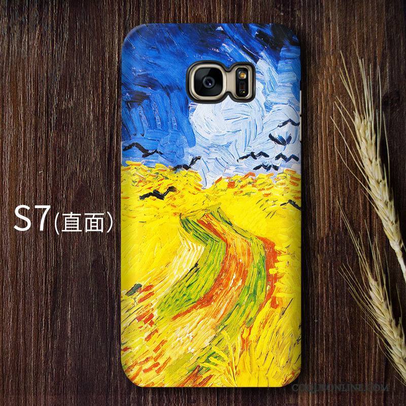 Samsung Galaxy S7 Art Ciel Étoilé Vintage Étui Haute Jaune Coque De Téléphone