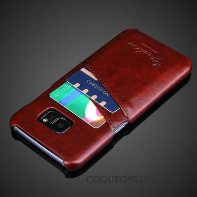 Samsung Galaxy S7 Coque Carte Téléphone Portable Étui En Cuir Couvercle Arrière Étoile Protection Vin Rouge