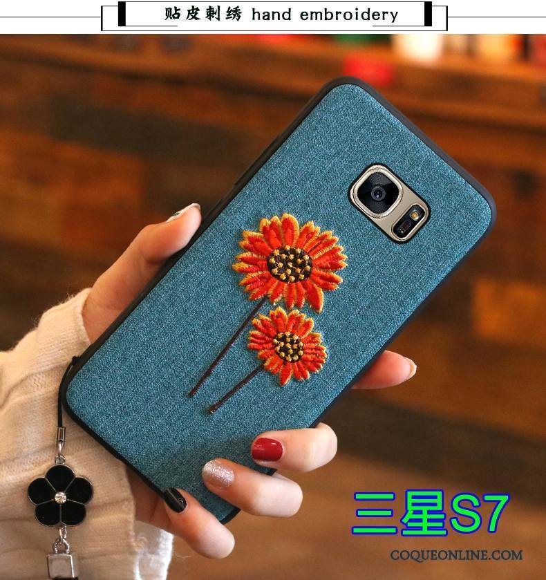 Samsung Galaxy S7 Coque Protection Tendance Broderie Silicone Étoile Fluide Doux Étui