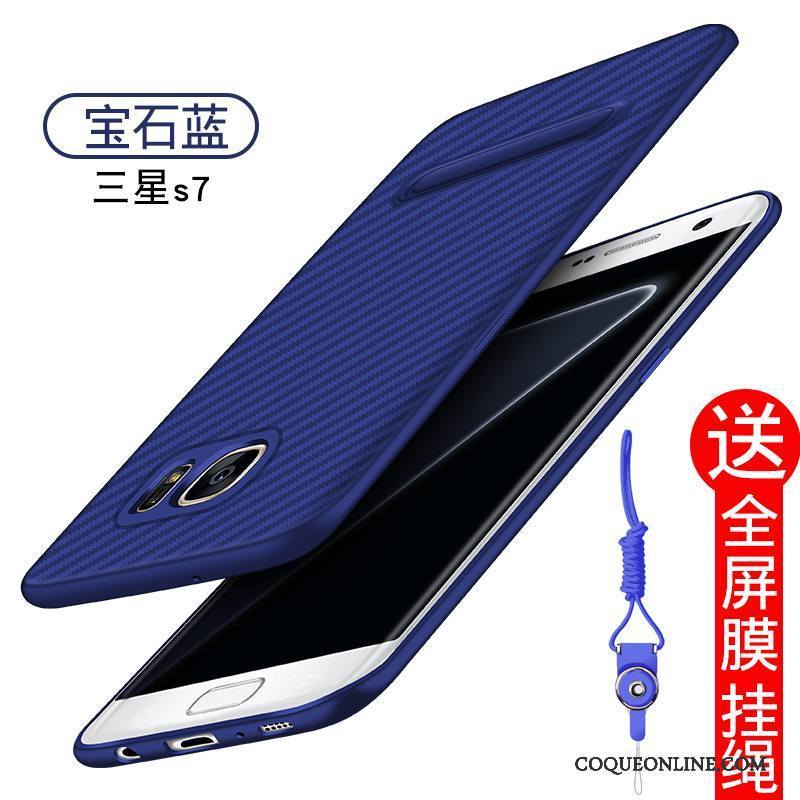 Samsung Galaxy S7 Coque Silicone Protection Étoile Incassable Bleu Tendance Étui