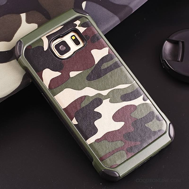 Samsung Galaxy S7 Coque Téléphone Portable Incassable Vert Étoile Camouflage Étui Anneau