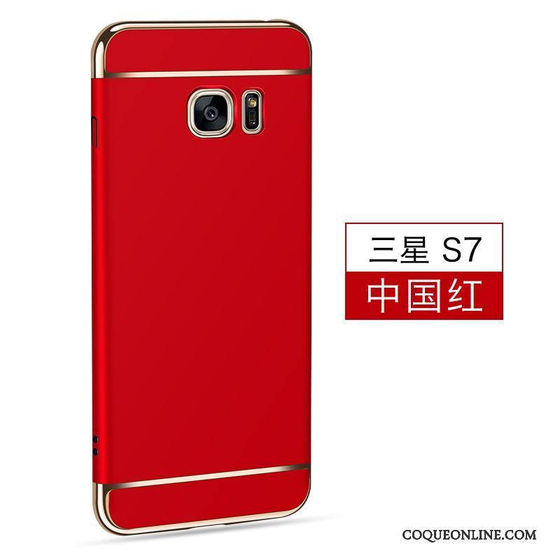 Samsung Galaxy S7 Délavé En Daim Coque Incassable Difficile Rouge De Téléphone Étoile