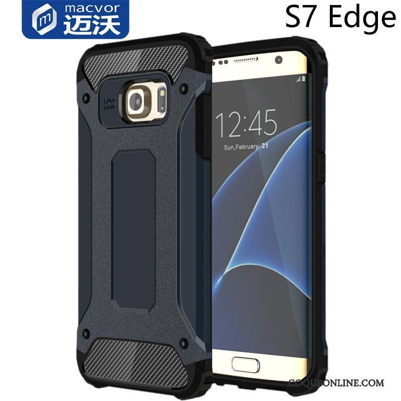 Samsung Galaxy S7 Edge Coque Couvercle Arrière Étui Incassable Bleu Trois Défenses Chauve Souris Ballon