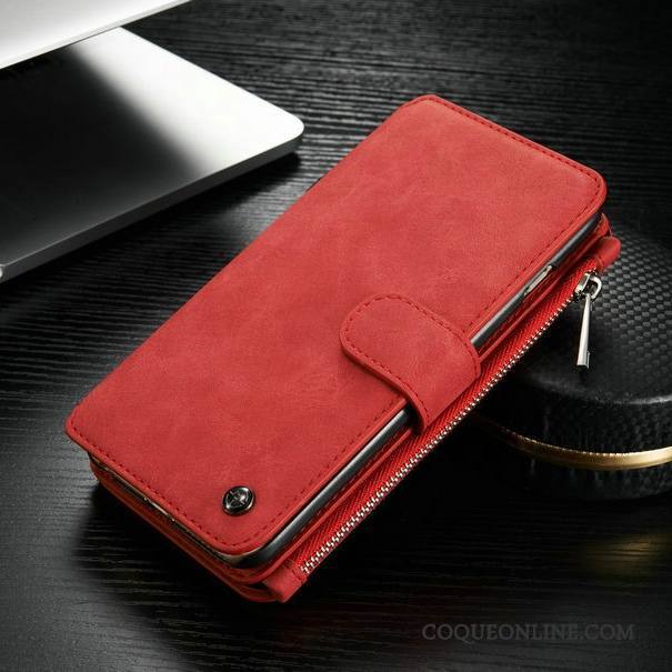 Samsung Galaxy S7 Edge Coque Cuir Véritable Carte Rouge Portefeuille Protection Téléphone Portable