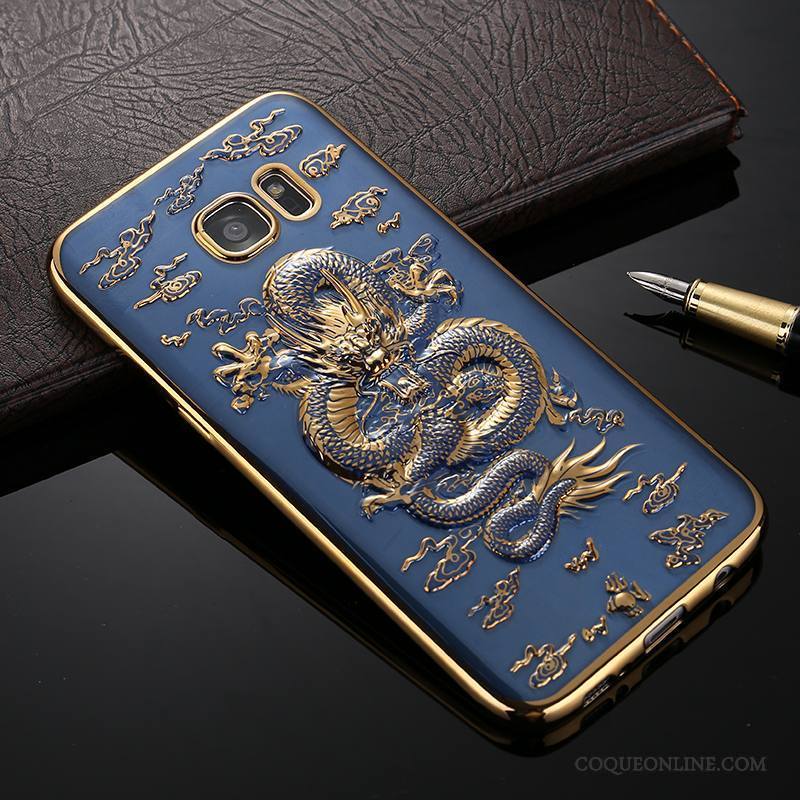Samsung Galaxy S7 Edge Coque De Téléphone Tout Compris Personnalité Étoile Fluide Doux Silicone Bleu
