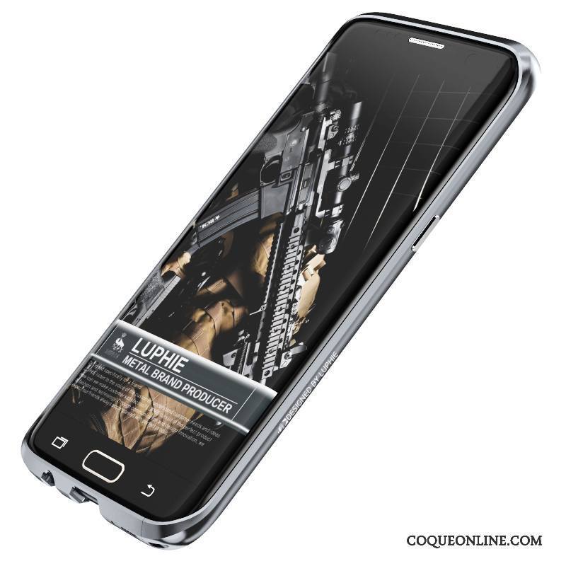 Samsung Galaxy S7 Edge Coque Tendance Argent Border Incassable Étoile Métal Protection