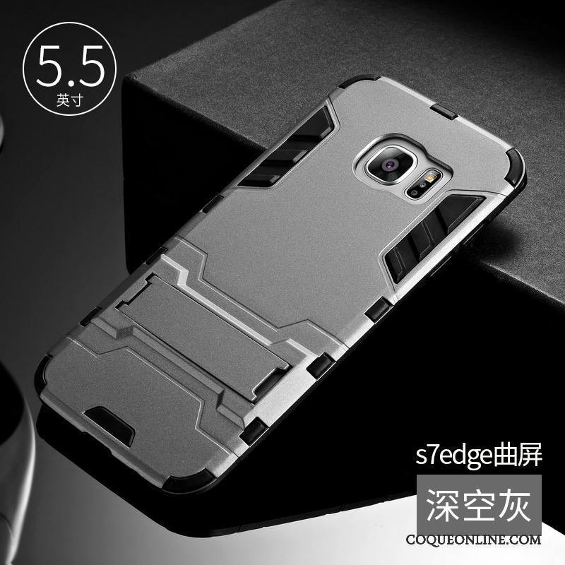 Samsung Galaxy S7 Edge Coque Tendance Gris Protection Étoile Silicone Étui Incassable