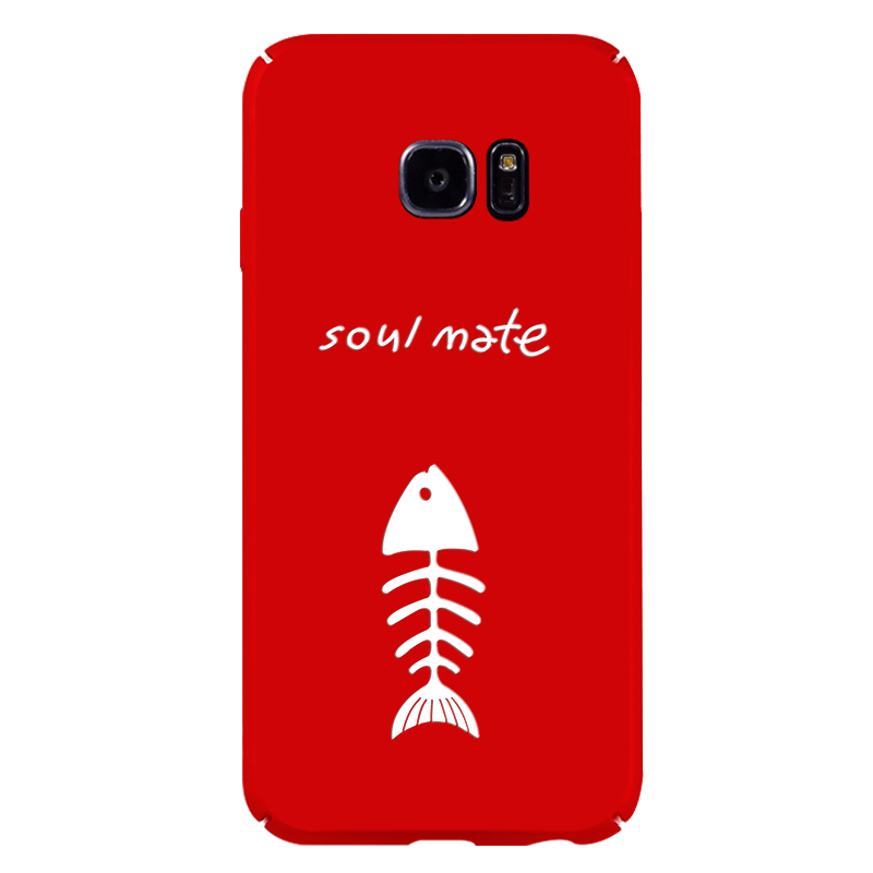 Samsung Galaxy S7 Edge Coque Étui Rouge Personnalité Délavé En Daim Tout Compris Créatif Étoile