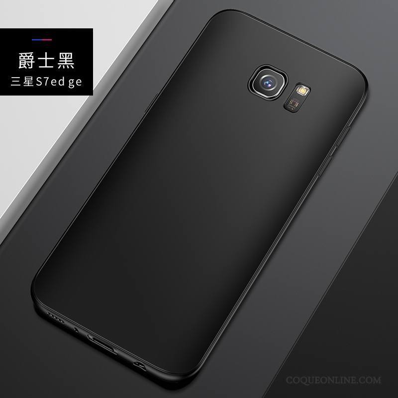 Samsung Galaxy S7 Edge Délavé En Daim Incassable Noir Fluide Doux Coque Silicone Étui