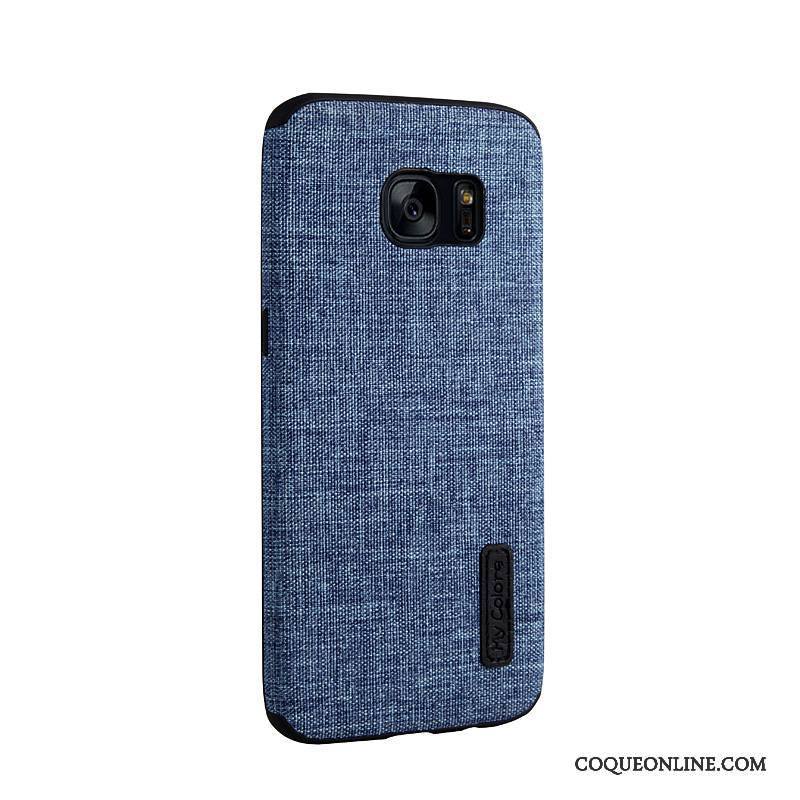 Samsung Galaxy S7 Edge Tissu Business Tout Compris Coque De Téléphone Étui Bleu Incassable