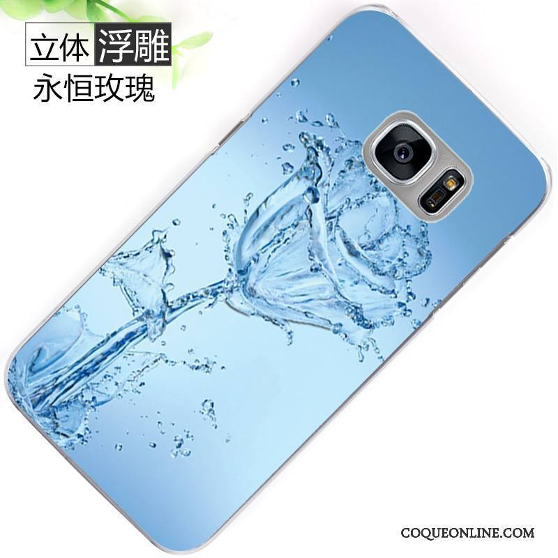 Samsung Galaxy S7 Edge Étoile Coque De Téléphone Bleu Clair Gaufrage Étui Incassable Protection