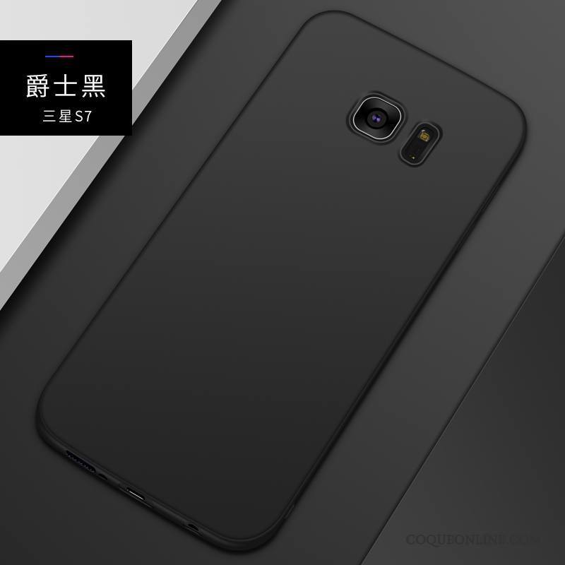 Samsung Galaxy S7 Noir Étoile Très Mince Étui Délavé En Daim Coque De Téléphone Silicone