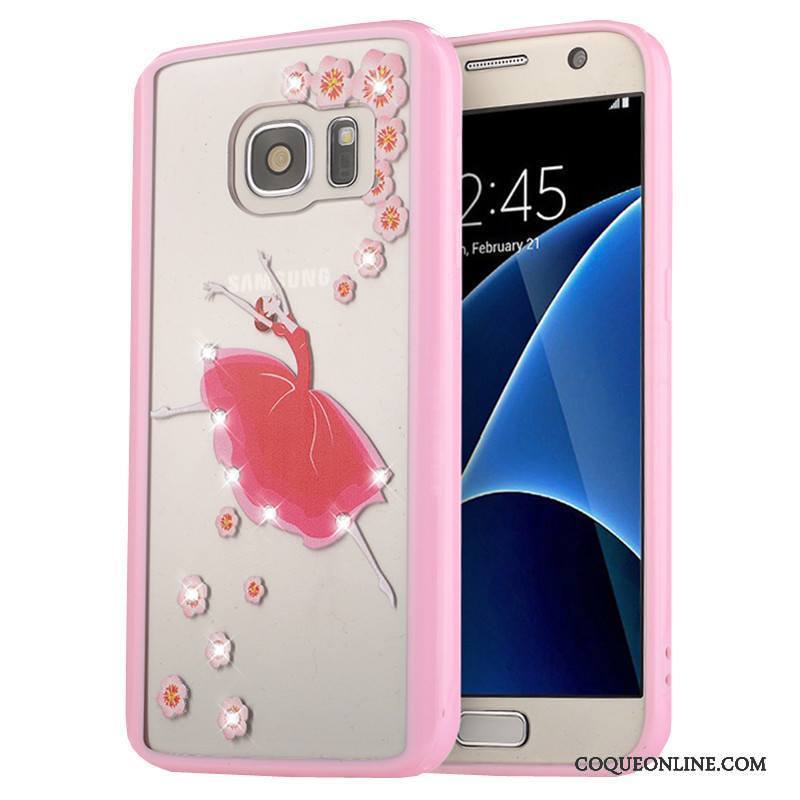 Samsung Galaxy S7 Peinture Protection Étoile Coque De Téléphone Rose Fluide Doux Téléphone Portable