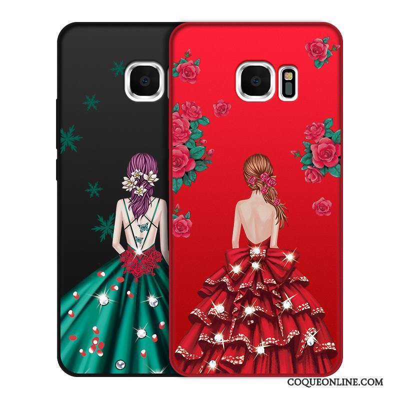 Samsung Galaxy S7 Personnalité Étoile Délavé En Daim Rouge Incassable Coque De Téléphone Très Mince