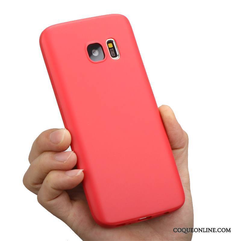 Samsung Galaxy S7 Très Mince Incassable Coque Rouge Étoile Fluide Doux De Téléphone