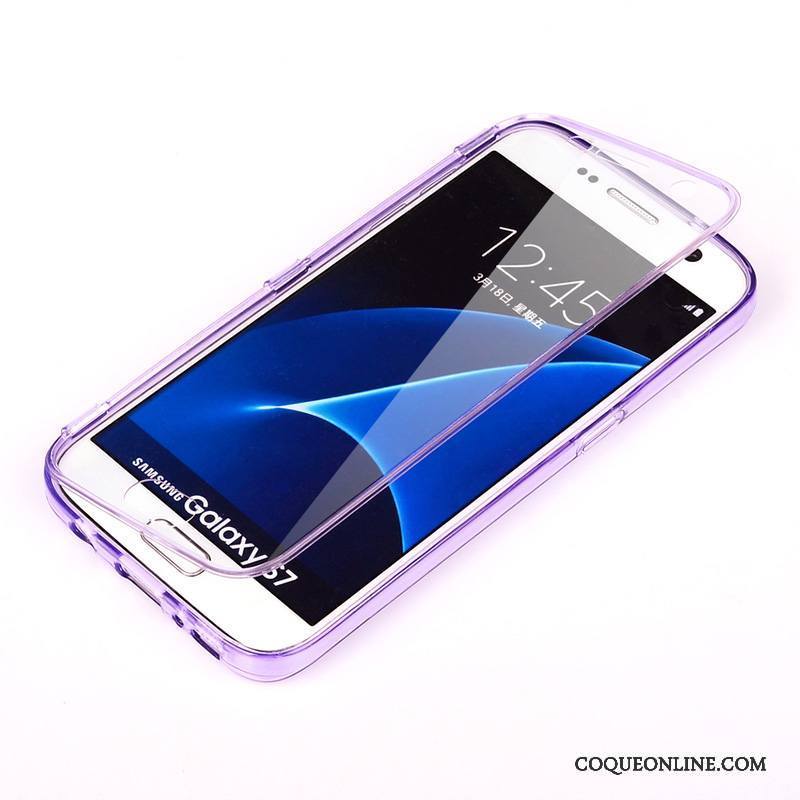 Samsung Galaxy S7 Téléphone Portable Housse Transparent Étoile Violet Silicone Coque