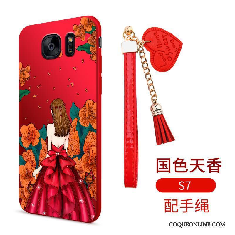 Samsung Galaxy S7 Étoile Tout Compris Dessin Animé Coque De Téléphone Rouge Silicone Incassable