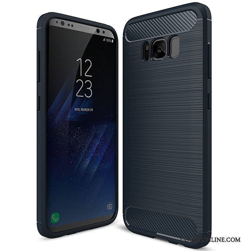 Samsung Galaxy S8+ Bleu Fibre Protection Étui Silicone Coque Étoile