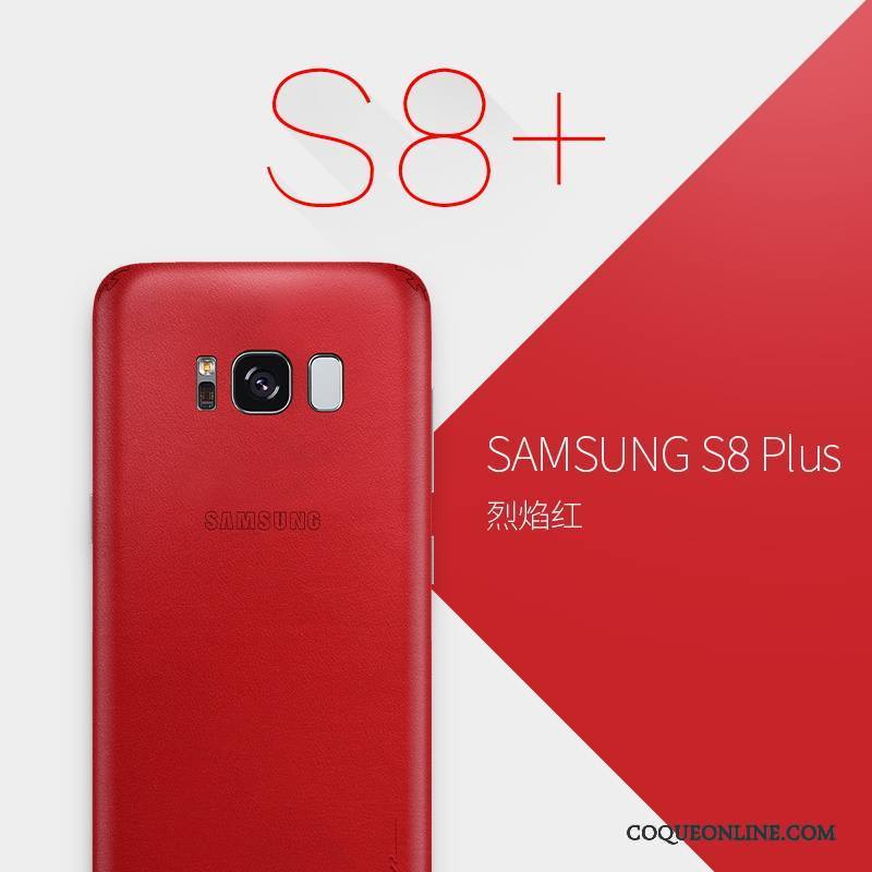 Samsung Galaxy S8+ Coque Cuir Véritable Tout Compris Créatif Rouge Étui Étoile Protection