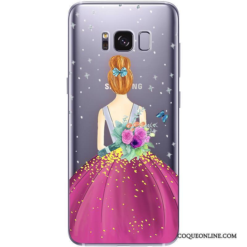 Samsung Galaxy S8+ Coque Incassable Étoile Transparent Noir Gaufrage Beau Ornements Suspendus