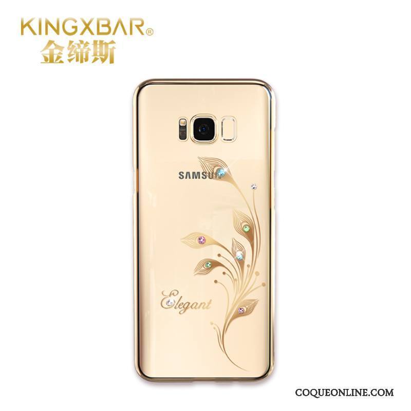 Samsung Galaxy S8+ Coque Très Mince Incassable Strass Transparent Étui Or Nouveau