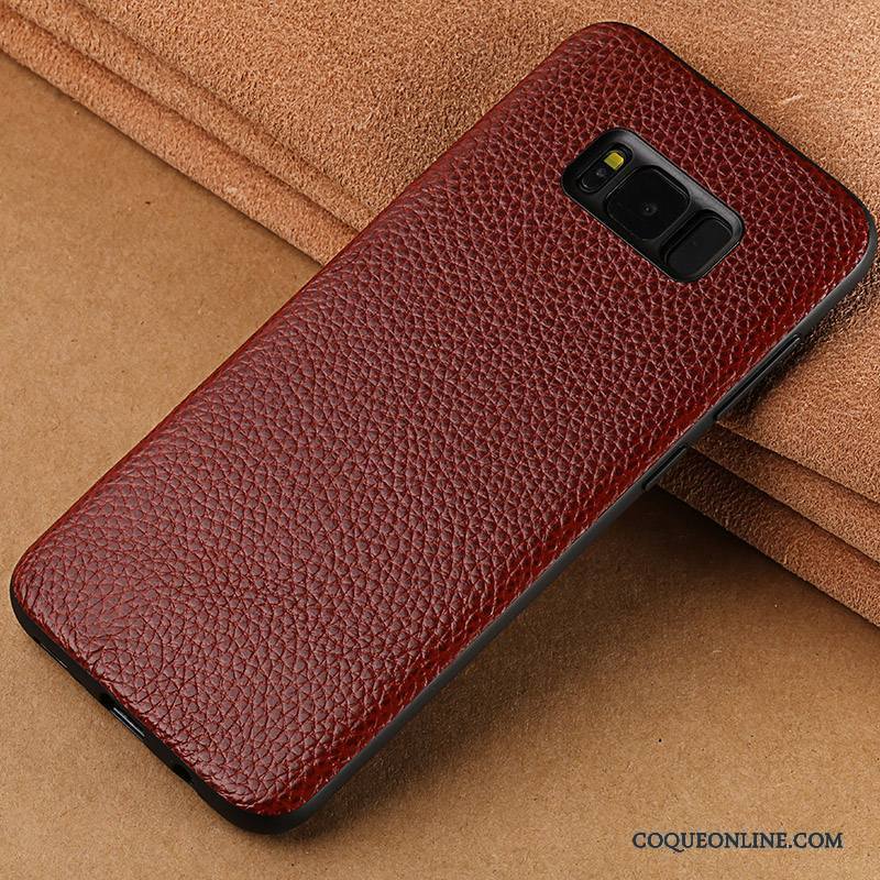 Samsung Galaxy S8+ Coque Étoile Créatif Fluide Doux Cuir Véritable Luxe Incassable Vin Rouge