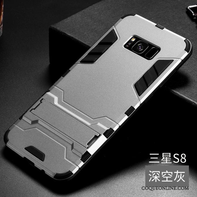 Samsung Galaxy S8 Coque Étui Border Transparent Couvercle Arrière Tout Compris Protection Gris