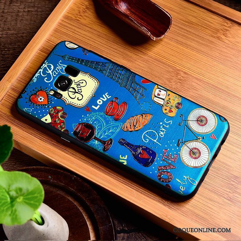 Samsung Galaxy S8 Gaufrage Coque De Téléphone Créatif Vintage Personnalité Style Chinois Bleu