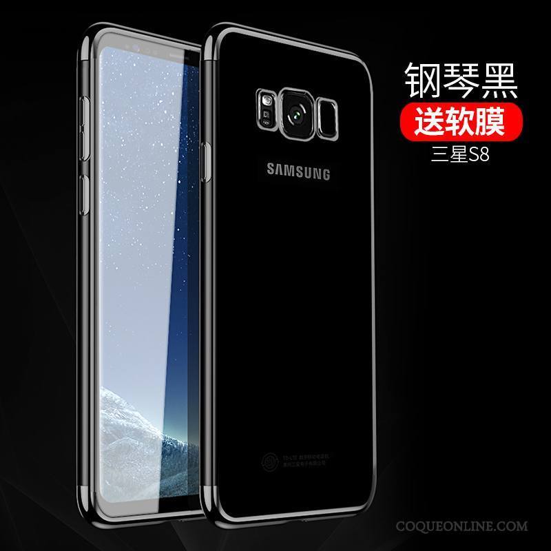 Samsung Galaxy S8 Noir Incassable Silicone Fluide Doux Très Mince Coque Transparent