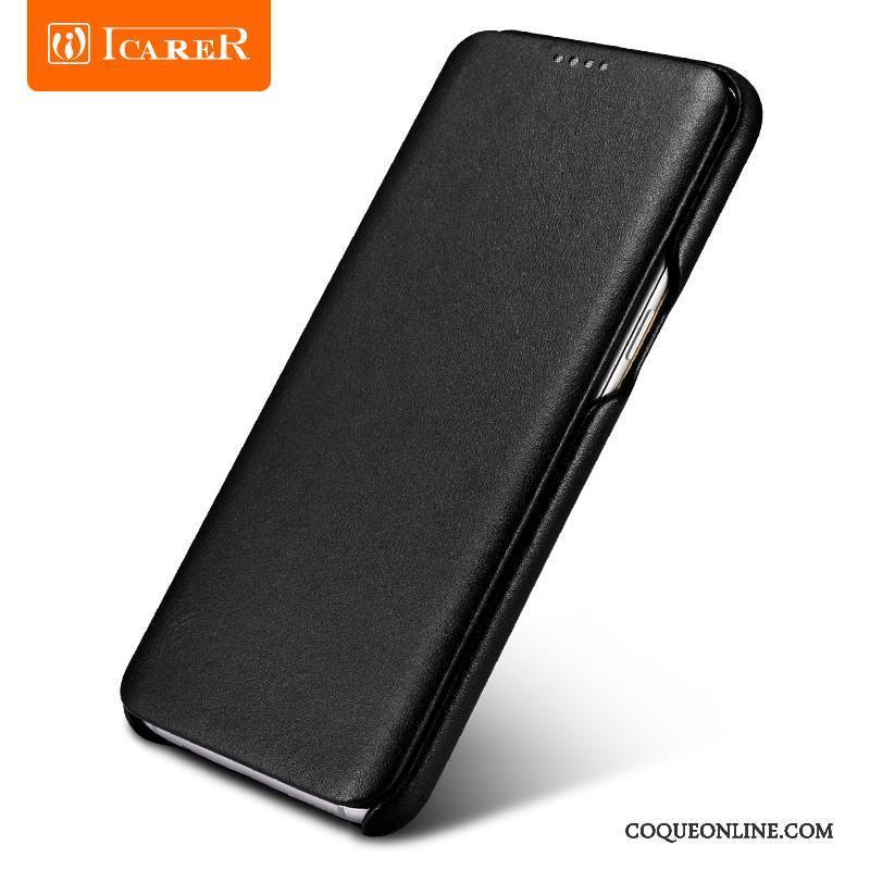 Samsung Galaxy S8+ Protection Cuir Véritable Étui En Cuir Noir Tendance Coque De Téléphone Étoile